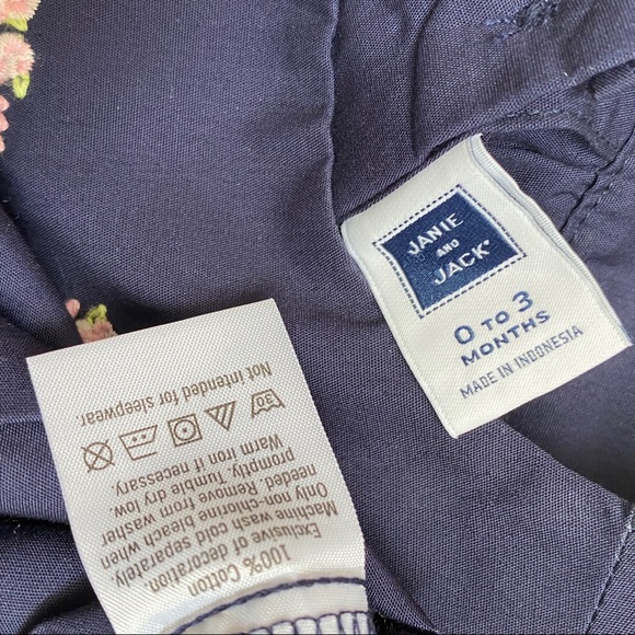 Janie & Jack navy blue pink floral embroidery sleeveless top bottom dress set - Picture 6 of 6